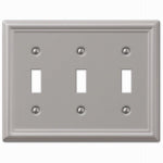 AMERTAC-WESTEK Chelsea Wall Plate, Brushed Nickel, Steel, 3 Toggle ELECTRICAL AMERTAC-WESTEK