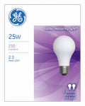 GE GE 97492 Standard Bulb, 25 W, A19 Lamp, E26 Medium Lamp Base, 210 Lumens, 2500 K Color Temp, White Light ELECTRICAL GE