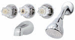 HOMEWERKS WORLDWIDE LLC-IMPORT Tub & Shower Faucet + Showerhead, 3 Acrylic Handles, Chrome
