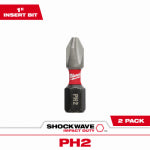 MILWAUKEE Milwaukee 48-32-4412 Insert Bit, #2 Drive, Phillips Drive, 1/4 in Shank, Hex Shank, 1 in L, Steel, 2/PK TOOLS MILWAUKEE