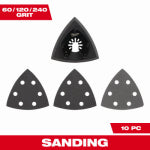 MILWAUKEE Milwaukee 49-25-2009 Triangle Sanding Pad and Paper Variety Pack, 60, 120, 240 Grit, Silicon Carbide Abrasive, 3.35 in L TOOLS MILWAUKEE