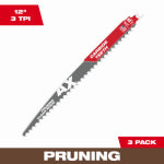 MILWAUKEE ELECTRIC TOOL CORP Sawzall The Ax Reciprocating Saw Blades, Pruning & Clean Wood Cut, 3 TPI, 12 In., 3-Pk.