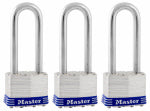 MASTER LOCK COMPANY Keyed Laminated Padlocks, Steel Body, 1-3/4 In., 2.5-In. Long Shackle, 3-Pack