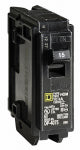 SQUARE D Square D Homeline HOM115C Circuit Breaker, Mini, 15 A, 1 -Pole, 120 V, Plug Mounting, Black ELECTRICAL SQUARE D