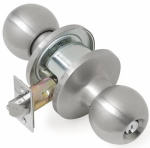 TELL MANUFACTURING Tell Manufacturing CL101704 Storeroom Knob, Satin, Commercial, 2 Grade, C Keyway, 2-3/8 to 2-3/4 in Backset HARDWARE & FARM SUPPLIES TELL MANUFACTURING