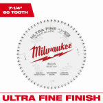 MILWAUKEE Milwaukee 48-40-0730 Circular Saw Blade, 7-1/4 in Dia, 5/8 in Arbor, 60-Teeth, Carbide Cutting Edge, 1/PK TOOLS MILWAUKEE