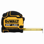 DEWALT DEWALT TOUGHSERIES DWHT35625S Lighted Tape Measure, 25 ft L Blade, 4-5/8 in W Blade, Steel Blade, Rubber Case TOOLS DEWALT