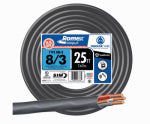 SOUTHWIRE/COLEMAN CABLE Romex 25 Ft. 8/3 Stranded Black NMW/G Electrical Wire ELECTRICAL SOUTHWIRE/COLEMAN CABLE