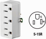 LEVITON MFG CO WHT 3-TO-2 TRIPLE TAP ELECTRICAL LEVITON MFG CO