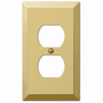 AMERELLE Amerelle 163DBR Receptacle Wallplate, 4-5/16 in L, 2-7/8 in W, 1 -Gang, Steel, Polished Brass ELECTRICAL AMERELLE
