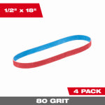 MILWAUKEE ELECTRIC TOOL CORP Bandfile Belts, 80 Grit, 1/2 x 18 In., 4-Pk. TOOLS MILWAUKEE ELECTRIC TOOL CORP