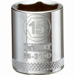 DEWALT DEWALT DWMT86310OSP Drive Hand Socket, 15 mm Socket, 3/8 in Drive, 6-Point, Steel, Polished Chrome Vanadium TOOLS DEWALT
