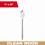 MILWAUKEE ELECTRIC TOOL CORP Wood Spade Drill Bit, 1 x 6 In.