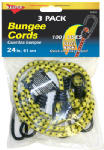 KEEPER Keeper 06303 Bungee Cord, Steel End, 24 in L, Rubber, Hook End, 3/PK AUTOMOTIVE KEEPER