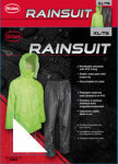 SAFETY WORKS INC 2-PC Hi-Viz Rainsuit, Green Jacket, Black Pants, Polyester, PVC Lining, XL