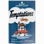 AMERICAN DISTRIBUTION & MFG Temptations Cat Treats, Savory Salmon, 3 oz.