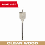 MILWAUKEE ELECTRIC TOOL CORP Wood Spade Drill Bit, 1-1/4 x 6 In.