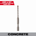 MILWAUKEE ELECTRIC TOOL CORP Spline 2-Cutter Rotary Hammer Drill Bit, 3/8 x 10 In. TOOLS MILWAUKEE ELECTRIC TOOL CORP