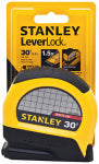 STANLEY STANLEY LeverLock Series STHT30819S Tape Measure, 30 ft L Blade, 1 in W Blade, Steel Blade, ABS/Rubber Case, Orange Case TOOLS STANLEY