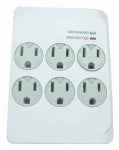 KAB ENTERPRISE CO LTD Outlet Surge Tap,1200 Joules, 6-Outlet, White Plastic