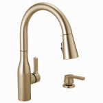 DELTA FAUCET CO Marca Single Handle Kitchen Faucet, Pull-Down Spray, ShieldSpray Technology, Soap Dispenser, Champagne Bronze PLUMBING, HEATING & VENTILATION DELTA FAUCET CO