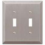 AMERELLE Amerelle 163TTBN Wallplate, 4-15/16 in L, 4-9/16 in W, 2 -Gang, Steel, Brushed Nickel ELECTRICAL AMERELLE