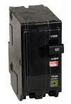 SQUARE D Square D QO QO260C Circuit Breaker, Mini, 60 A, 2-Pole, 120/240 VAC, 48 VDC, Black, Plug ELECTRICAL SQUARE D