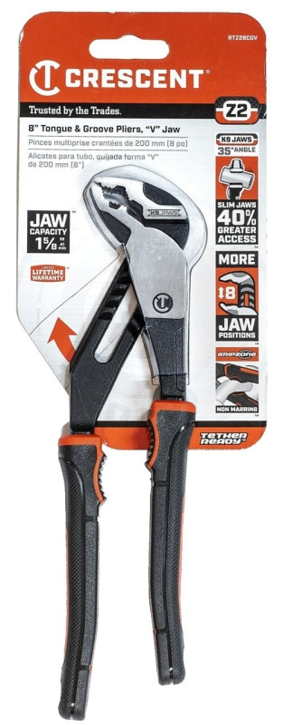 CRESCENT Crescent Z2 K9 Series RTZ28CGV Tongue and Groove Plier, 8-1/2 in OAL, 1.6 in Jaw, Self-Locking Adjustment, 1.1 in W Jaw