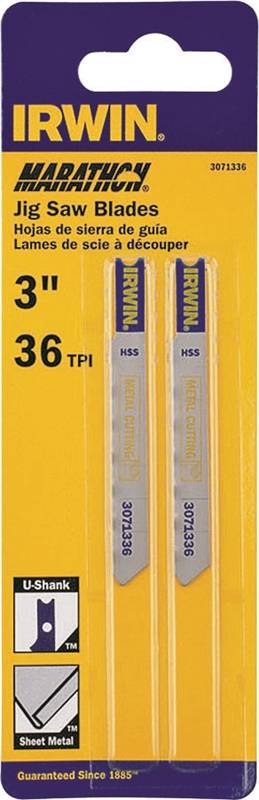 IRWIN Irwin 3071336 Jig Saw Blade, 3-1/4 in L, 36 TPI