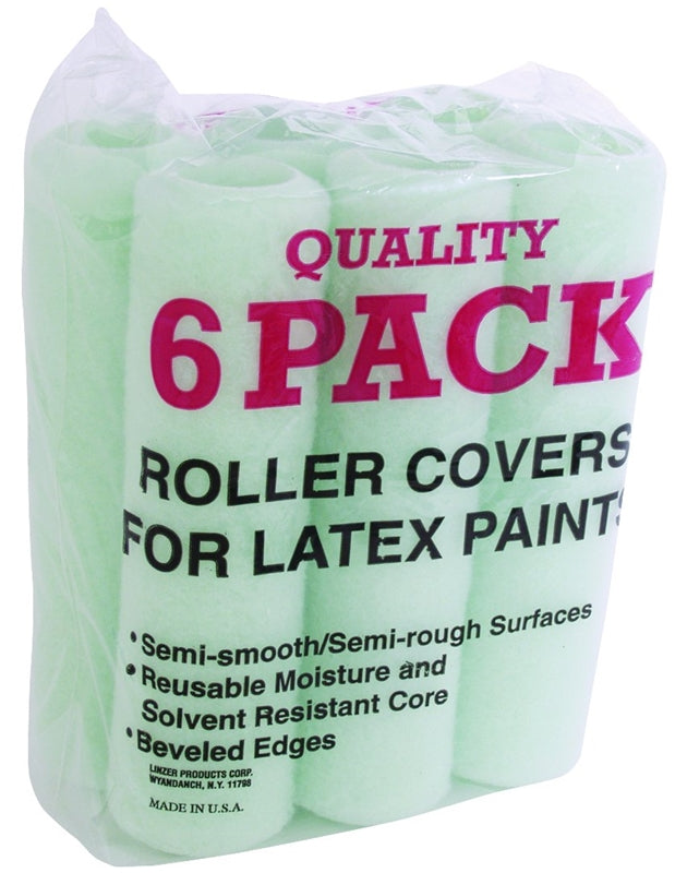 LINZER Linzer RC 139 Roller Cover, 3/8 in Thick Nap, 9 in L, Polyester Cover, 6/PK