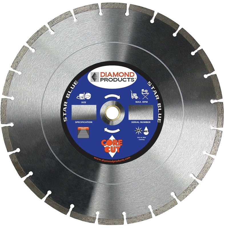 DIAMOND PRODUCTS Diamond Products 85261 Circular Saw Blade, 14 in Dia, Diamond Cutting Edge, Universal Arbor