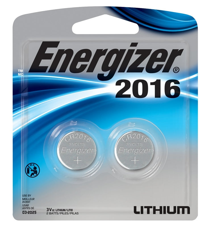 ENERGIZER BATTERY Energizer 2016BP-2 Coin Cell Battery, 3 V Battery, 100 mAh, CR2016 Battery, Manganese Dioxide, Lithium ELECTRICAL ENERGIZER BATTERY