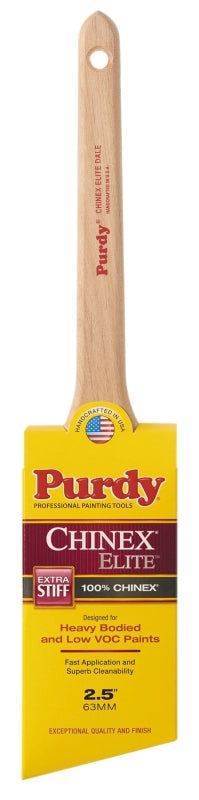 PURDY Purdy 144080925 Trim Brush, Natural Hardwood Handle, 2-1/2 in W, Angular Brush, Nylon Bristle, Rat Tail Handle
