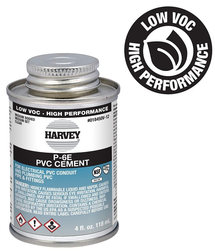 HARVEY Harvey P-6 Series 18450V-12 Conduit Cement, 4 oz Can, Liquid, Clear ELECTRICAL HARVEY