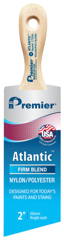 PREMIER PAINT ROLLER Premier Atlantic 17356 Paint Brush, 2 in W, Short Sash Brush, 2-11/16 in L Bristle, Nylon/Polyester Bristle