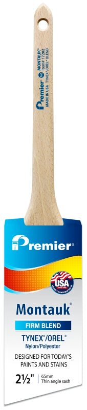 PREMIER PAINT ROLLER Premier MONTAUK Series 17202 Paint Brush, 2-1/2 in W, Thin Angle Sash Brush, Nylon/Polyester Bristle PAINT PREMIER PAINT ROLLER