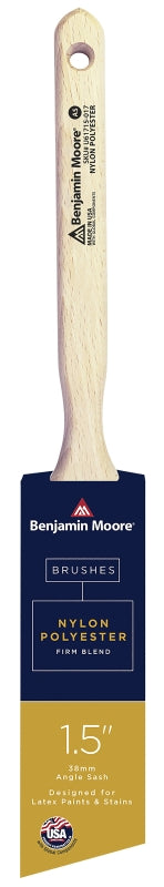 PREMIER PAINT ROLLER Benjamin Moore U61715-017 Paint Brush, Firm Brush, 2-7/16 in L Bristle, Nylon/Polyester Bristle, Angle Sash Handle PAINT PREMIER PAINT ROLLER