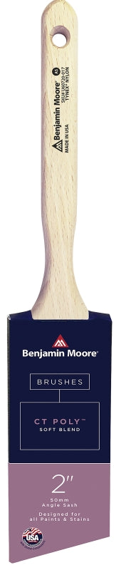 PREMIER PAINT ROLLER Benjamin Moore U62020-017 Paint Brush, Wood Handle, Soft Brush, CT Polymer Bristle, Angle Sash Handle, 2 in Ferrule PAINT PREMIER PAINT ROLLER