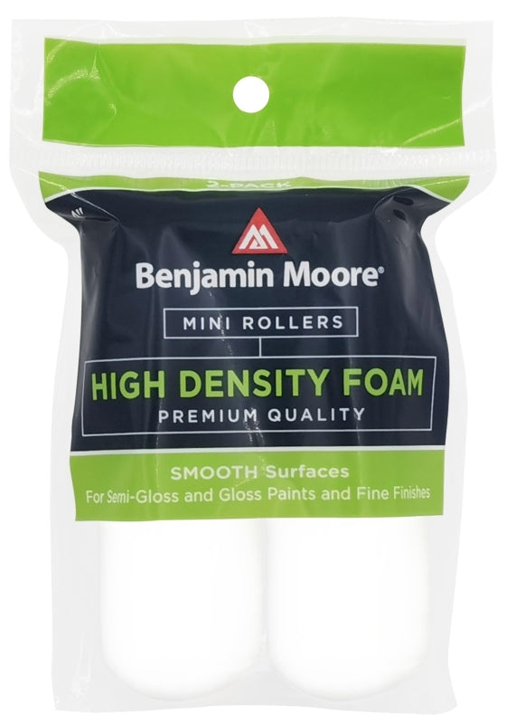PREMIER PAINT ROLLER Benjamin Moore U66400-018 High-Density Mini Roller Cover, 4 in L, Foam Cover, White PAINT PREMIER PAINT ROLLER