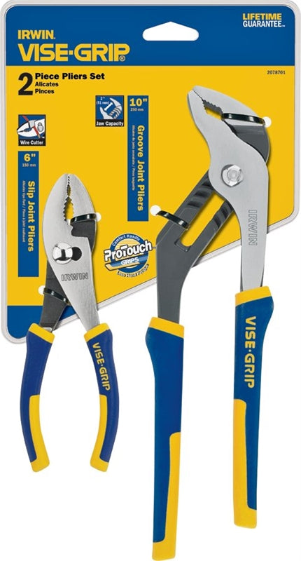 IRWIN Irwin 2078701 Plier Set, Includes: (1) 6 in Slip Joint Pliers and (1) 10 in Groove Joint Pliers, Nickel Chromium Steel