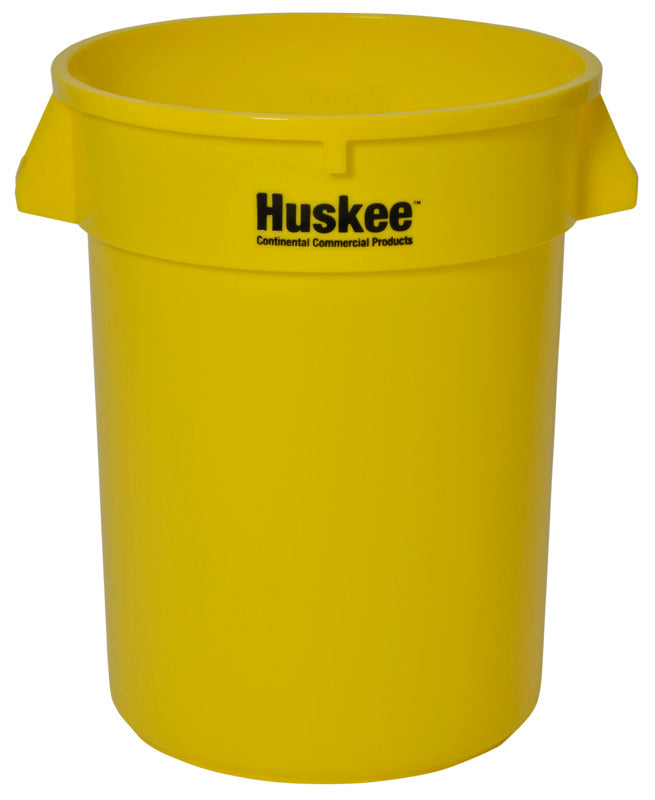 CONTINENTAL COMMERCIAL Continental Commercial 3200YW Trash Receptacle, 32 gal, Plastic, Yellow