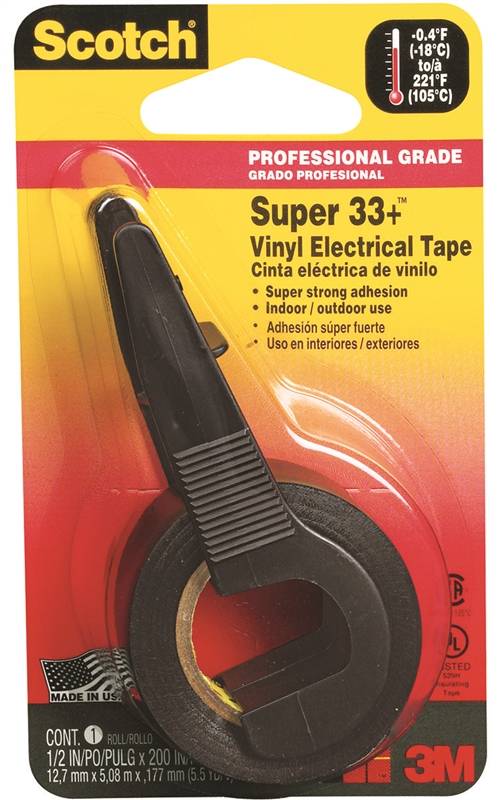 SCOTCH Scotch 194NA Electrical Tape, 200 in L, 1/2 in W, PVC Backing, Black ELECTRICAL SCOTCH