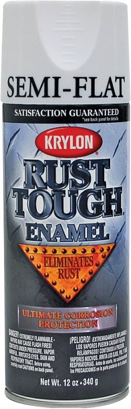 KRYLON Krylon Rust Tough K09201007 Rust Preventative Spray Paint, Semi-Flat, White, 12 oz, Can