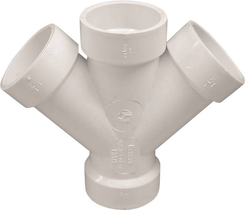 IPEX USA LLC-CANPLAS IPEX 192352 DWV Double Pipe Wye, 2 in, Hub, PVC, White, SCH 40 Schedule