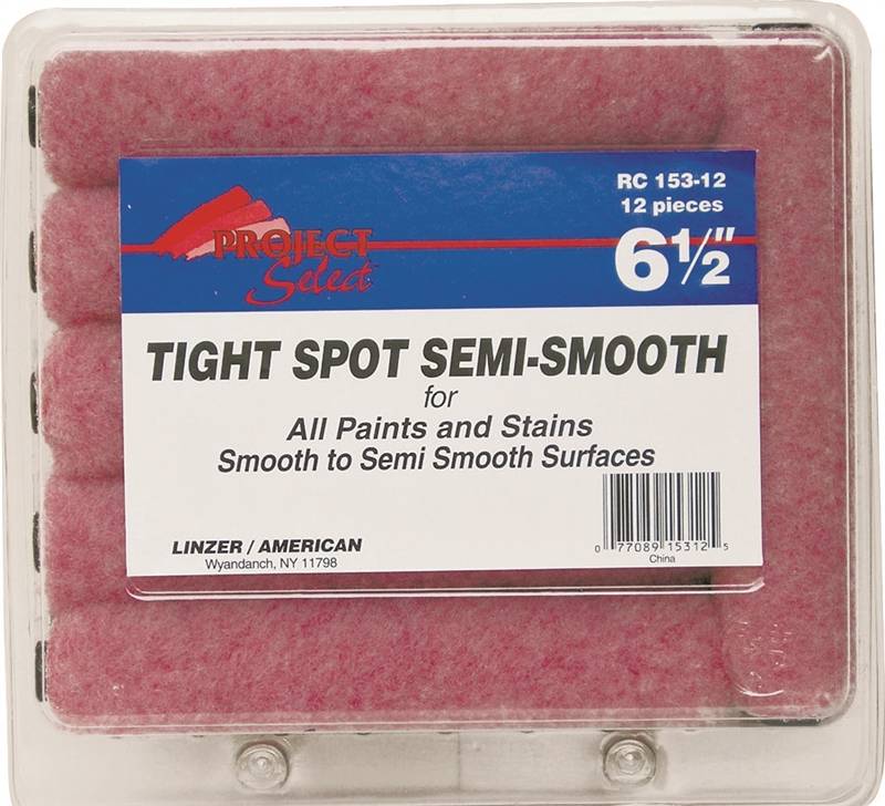 LINZER Linzer RC153-12 Roller Cover, Pink, 3/8 in Thick Nap, 6-1/2 in L, Polyester Cover