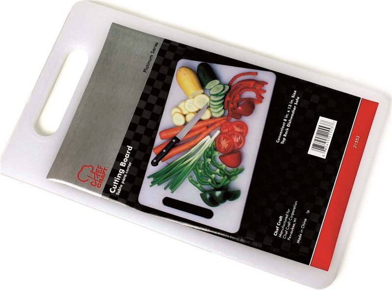 CHEF CRAFT Chef Craft 21553 Cutting Board, 13 in L, 8 in W, Plastic, White