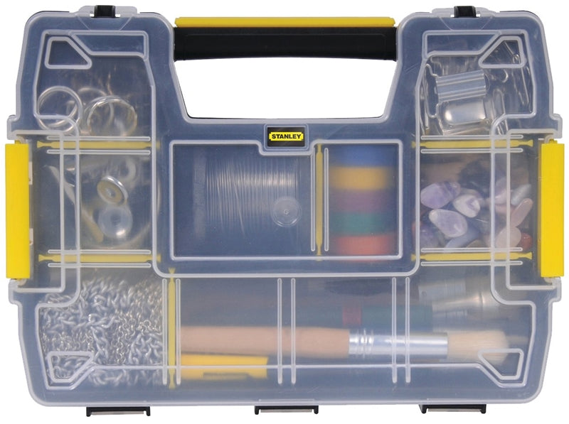 STANLEY STANLEY STST14021 Tool Storage Organizer, 8-1/2 in W, 2.9 in H, 10-Drawer, Plastic, Black/Clear Yellow TOOLS STANLEY