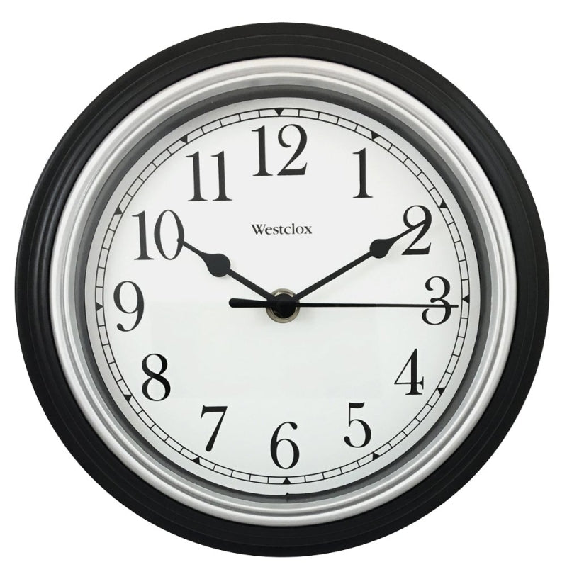 WESTCLOX Westclox 46991A Clock, 8-1/2 in Dia, Round, Black Frame, Plastic Clock Face, Analog