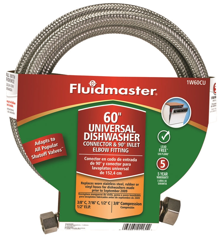 FLUIDMASTER Fluidmaster 1W60CU Universal Dishwasher Connector, 3/8 in, Polymer/Stainless Steel