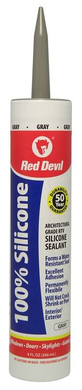 RED DEVIL Red Devil 081650 Silicone Sealant, Gray, -60 to 400 deg F, 9 fl-oz Cartridge